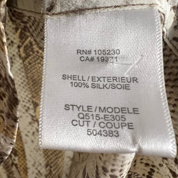 Equipment Femme Snakeskin Animal Print Beige Short Sleeve Silk Top Size XS - Picture 8 of 9